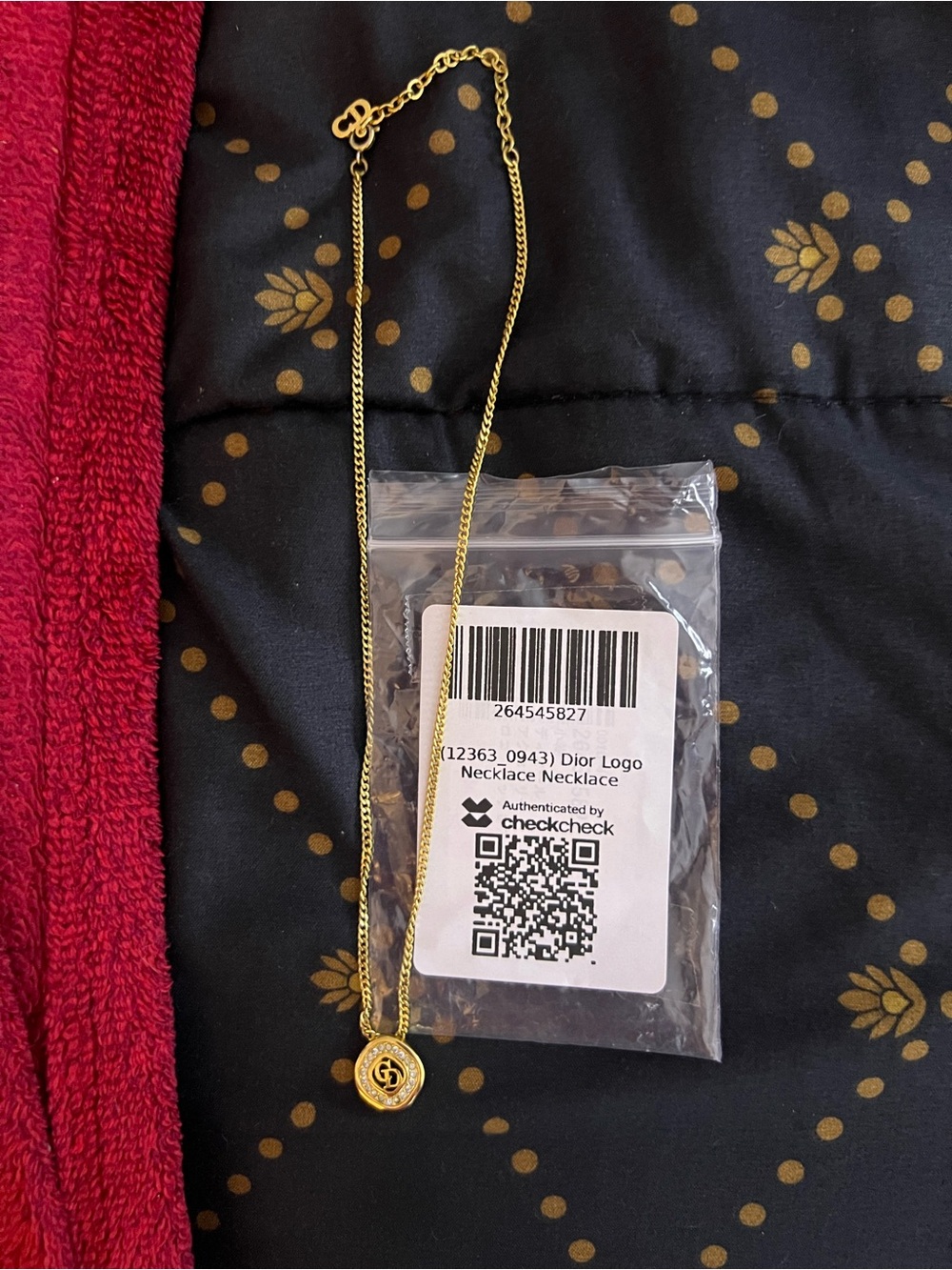 Dior Gold-tone Logo Circle Pendant Necklace